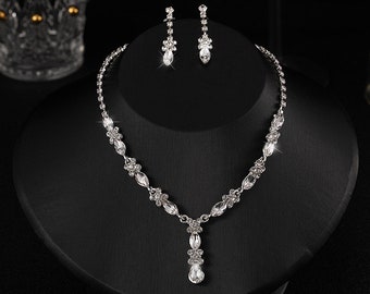 Zircon Necklace And Earrings Set