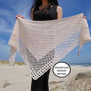Simple Classic Triangular Shawl Sarong Crochet Pattern PDF Easy Beginner
