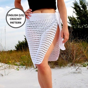 Crochet Pattern: Side Tie Mesh Sarong, PDF, Easy Beginner, Crochet Skirt