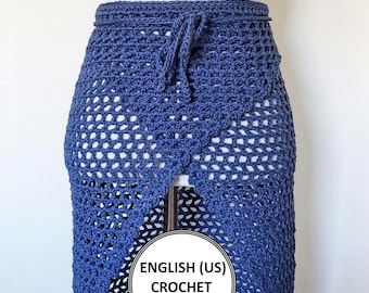 Nautical Mesh Sarong Skirt Crochet Pattern PDF Beach Cover Up