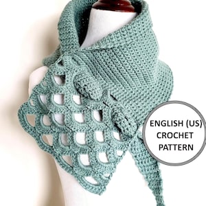Asymmetric Keyhole Shell Scarf Crochet Pattern PDF Easy Beginner