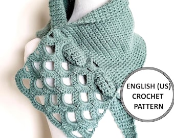 Asymmetric Keyhole Shell Scarf Crochet Pattern PDF Easy Beginner