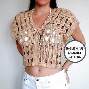 Beachcomber Cropped or Tunic Top Crochet Pattern PDF Beach Cover Up