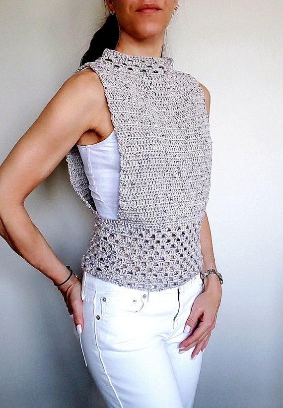 PONTI◆23ss Beaded Crochet Vest/クロシェットベスト/FREE/コットン/BLK/PO1M001 PONTI 23ss Beaded Crochet Vest クロシェットベスト（PONTI