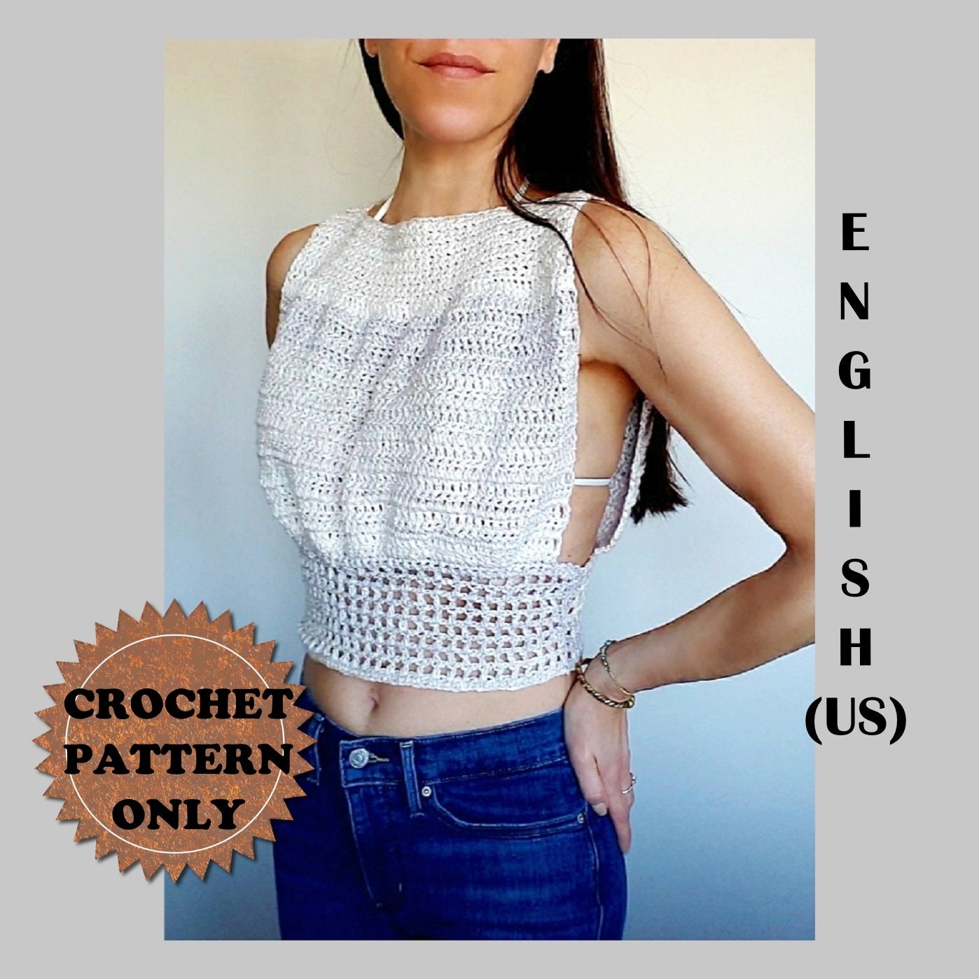 Crochet Top PATTERN Sunburst Mosaic Bralette Pattern Crochet PDF