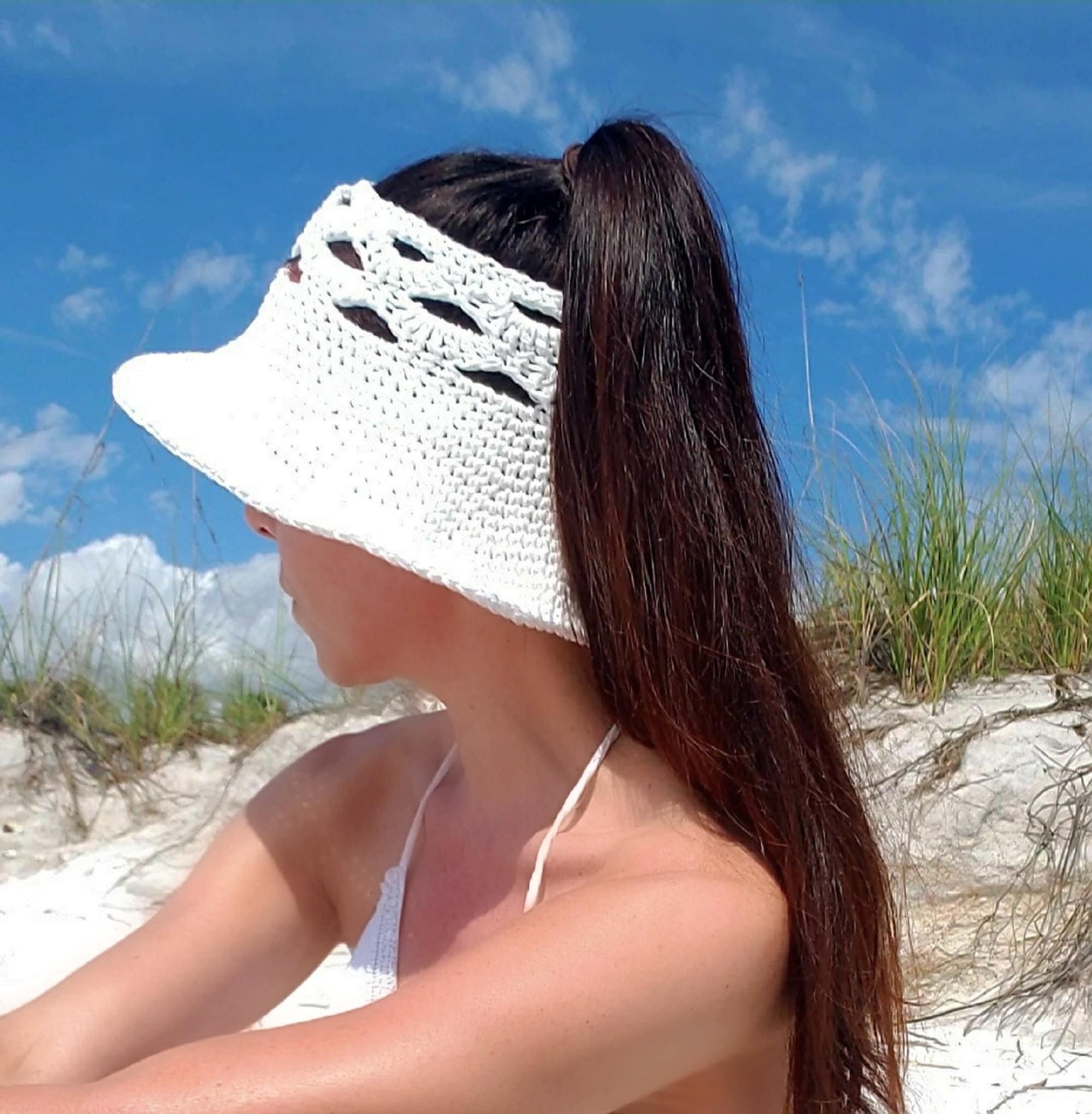 Crownless Sun Hat Crochet Pattern PDF Open Top - Etsy