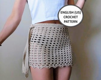 Crochet Sarong Cover Up Pattern, Beach Skirt, Easy Beginner PDF, Summer Outfit