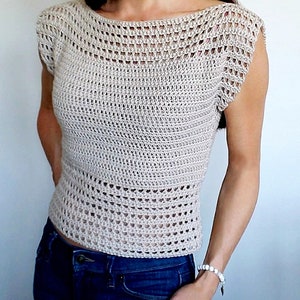 Timeless Mesh Top Crochet Pattern PDF Easy Beginner Cap Sleeves - Etsy