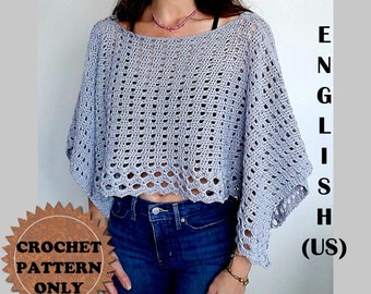 Wispy Summer Poncho Crochet Pattern PDF Easy Top