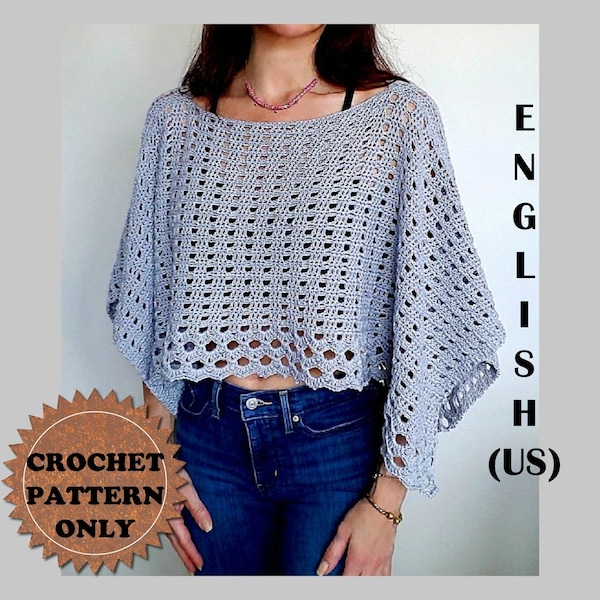 Wispy Summer Poncho Crochet Pattern PDF Easy Top