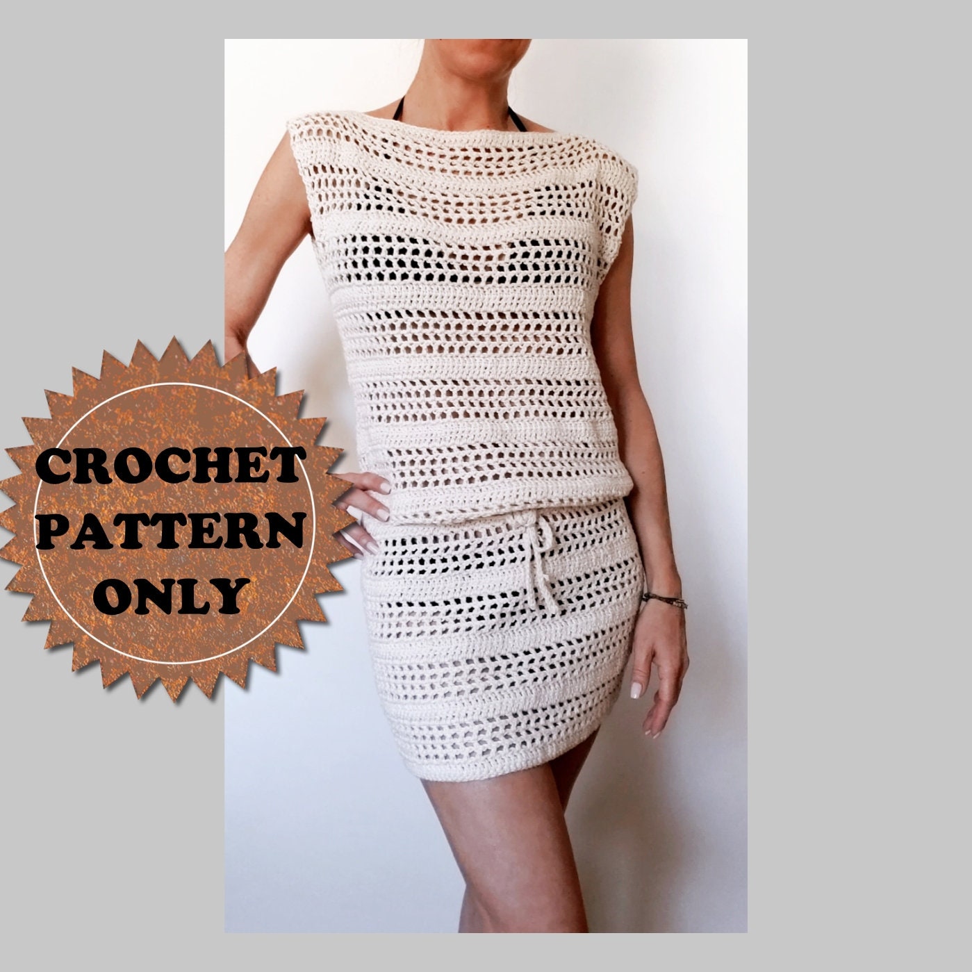 Beach Cover up Dress Crochet Pattern PDF - Etsy