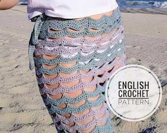Tranquil Tropics Sarong Skirt Crochet Pattern PDF Beach Cover Up