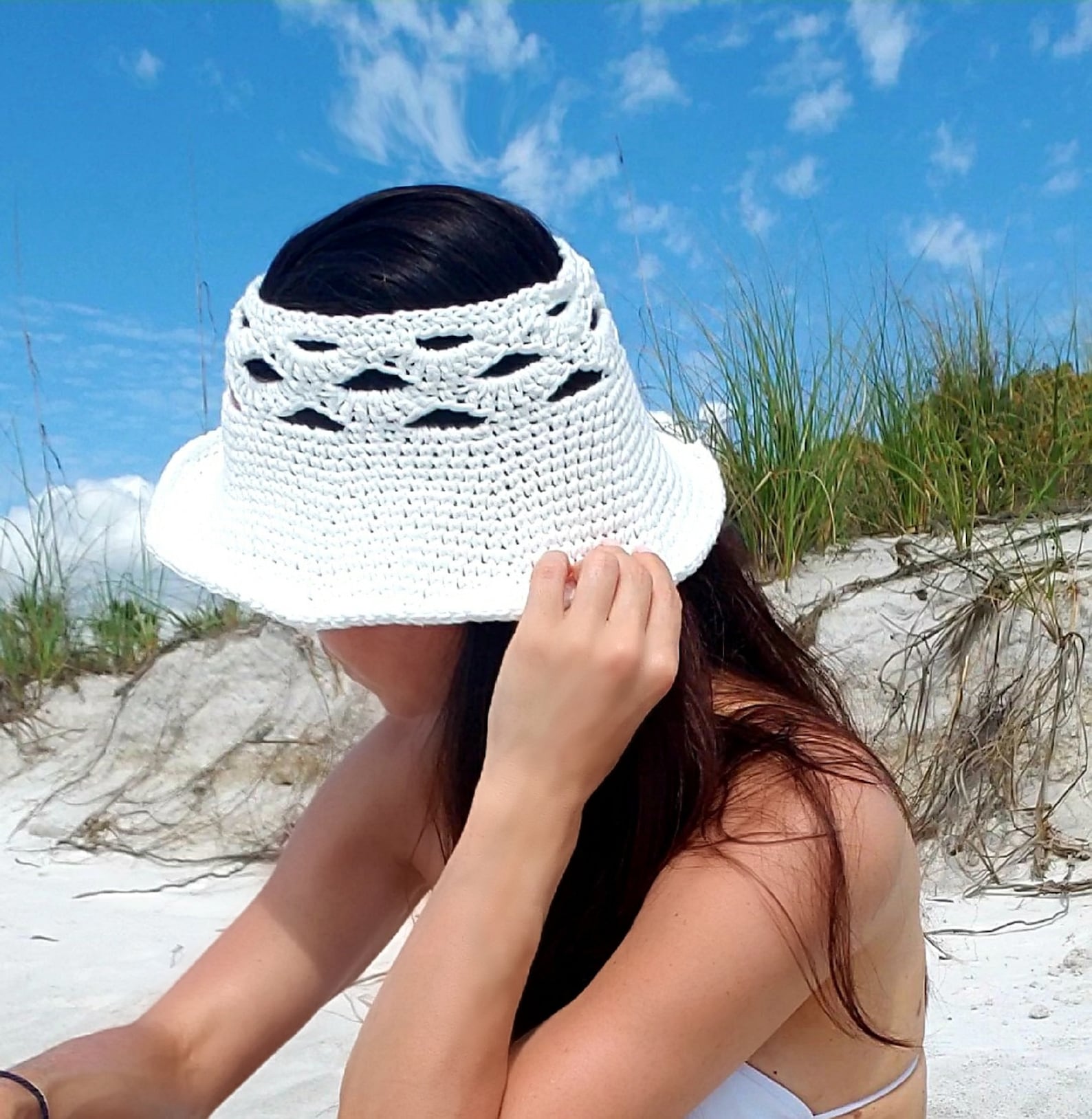 Crownless Sun Hat Crochet Pattern PDF Open Top - Etsy