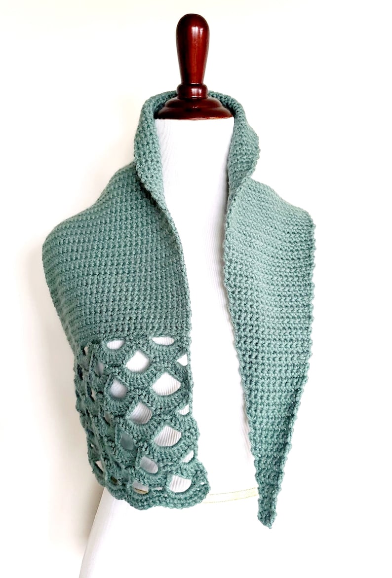 Asymmetric Shell Scarf Crochet Pattern PDF Easy Beginner image 6