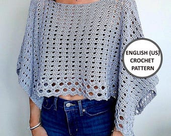 Wispy Summer Poncho Crochet Pattern PDF Easy Top