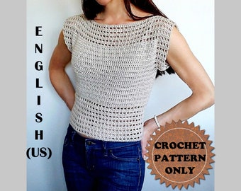 Timeless Mesh Top Crochet Pattern PDF Easy Beginner Cap Sleeves