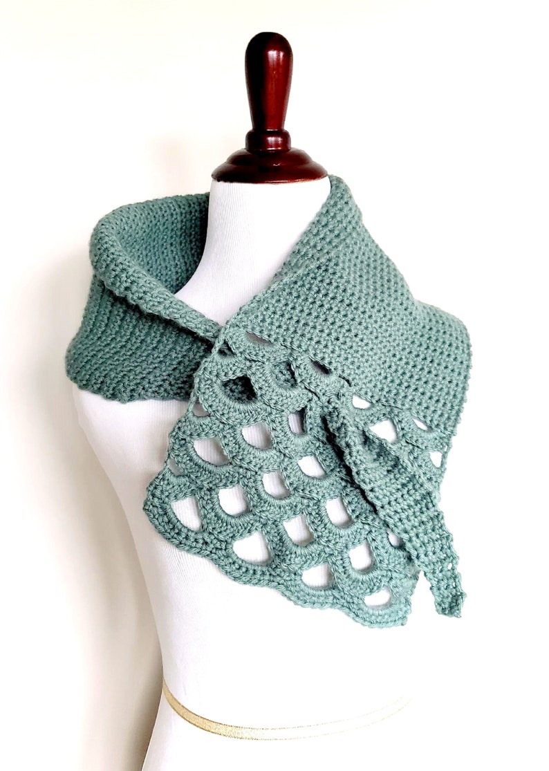 Asymmetric Shell Scarf Crochet Pattern PDF Easy Beginner image 7