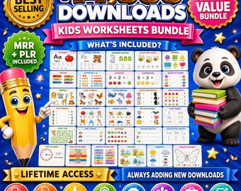14,000点以上の子供向けワークシートセット、PLR/MRR商用利用可能（デジタルダウンロード）