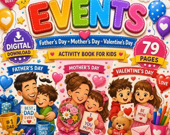 子供向けホリデーアクティビティブック（父の日、母の日、バレンタインデー向け）（デジタルダウンロード）