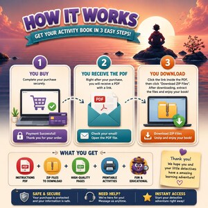 Mystery Adventure Activity Book Printable | Kids Detective Worksheets | Digital Download PDF Activity Pages image 2