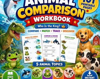 動物比較ワークブック、101ページ、恐竜、海洋生物、家畜（PDF）