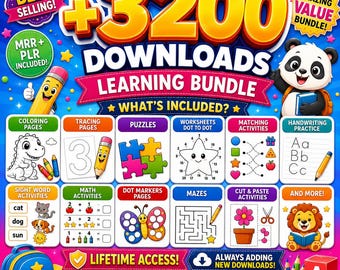 3200種類以上の子供向け学習アクティビティワークシートセット（デジタルダウンロード版）