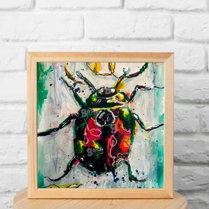 Stampa artistica di alta qualità raffigurante un insetto, la "Signora in rosso", con un motivo a coccinella / Arte per la tua casa
