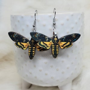 Moth Earrings / Laser Cut Wood Earrings / Death Moth Earrings / Stainless Steel / Hypoallergenic / Insect Earrings / Bug Earrings image 6