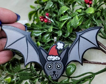 Creepy Christmas Bat Ornament /Bat Christmas Ornament / Creepy Ornament / Goth Christmas Gift / Laser Cut Wood / Bat Lover