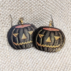 Pumpkin Earrings / Vintage Halloween Decoration / Pumpkin Jewelry / Hypoallergenic / Creepy Earrings / Creepy Pumpkins