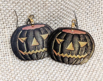 Pumpkin Earrings / Vintage Halloween Decoration / Pumpkin Jewelry / Hypoallergenic / Creepy Earrings / Creepy Pumpkins