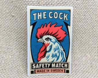 The Cock Sticker / Bumper Sticker / Vinyl Sticker / Vintage Image / Phone Sticker / Laptop Sticker / Funny Sticker / Matchbook Cover Rooster