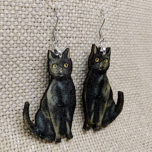Black Cat Earrings / Kitty Earrings / Cat Gift / Good Luck Earrings / Hypoallergenic / Cat Jewelry / Full Body Cat / Halloween Earrings image 5