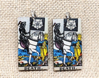 Tarot Card Earrings / Death Tarot Card / Tarot Gift / Psychic Gift / Tarot Earrings / Witch Jewelry / Rider Waite Deck / Pamela Colman Smith