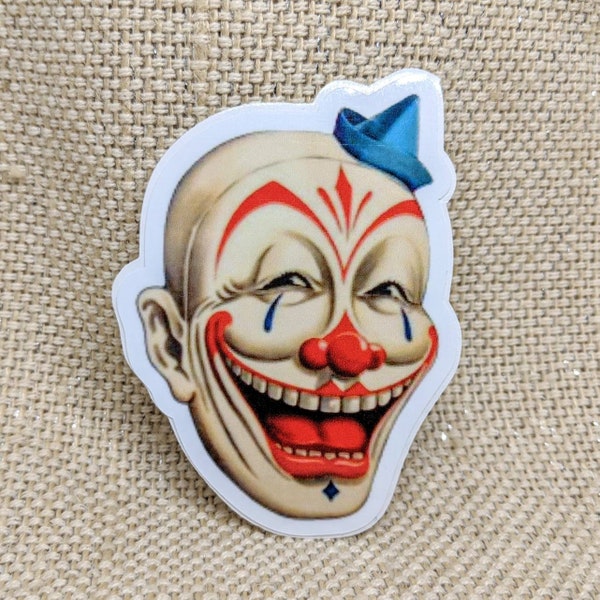 Creepy Clown Sticker / Circus Clown / Vinyl Sticker / Vintage Image / Phone Sticker / Laptop Sticker / Creepy Sticker / Halloween Sticker