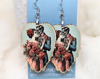 Zombie Couple Earrings / Galentine's Day Gift / Creepy Earrings/ Creepy Valentine Jewelry / Creepy Couple Zombie Valentine Gift