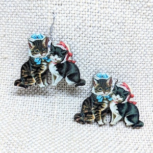 Cat Earrings / Kitten Earrings / Vintage Cats / Cat Jewelry / Hypoallergenic / Animal Earrings