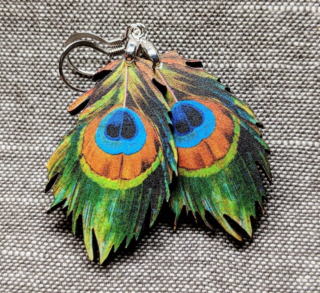 Peacock Earrings / Peacock Feather Earrings / Peacock Jewelry / Feather