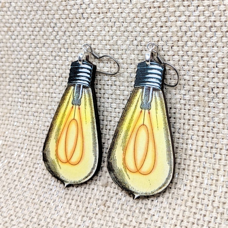 Light Bulb Earrings / Great Idea Earrings / Lights on Earrings Etsy