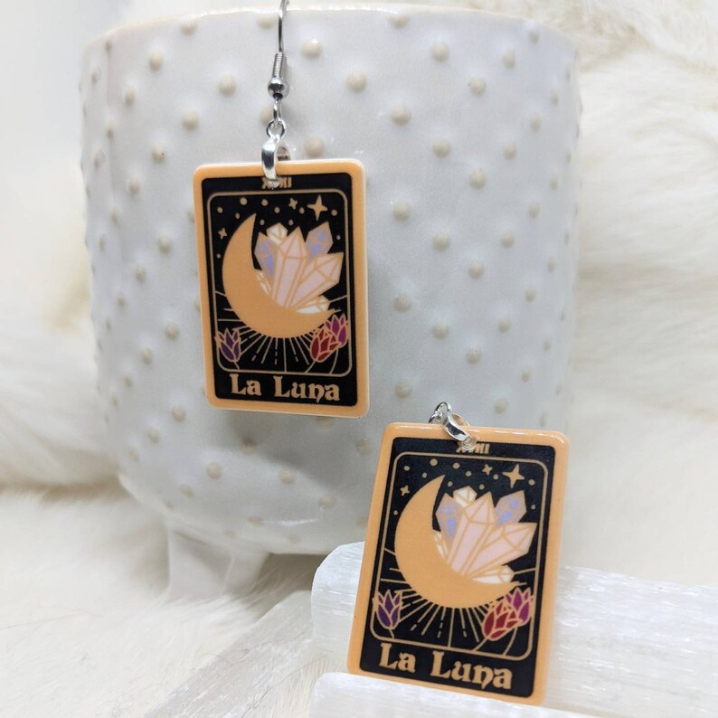 Tarot Earrings / La Luna Earrings / Resin Earrings / Dangle Earrings / Lightweight Earrings / Summer Jewelry / Boutique Jewelry image 4