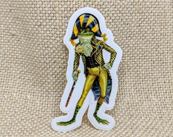 Fancy Frog Sticker / Egyptian Frog / Vinyl Sticker / Vintage Image / Phone Sticker / Laptop Sticker / Royal Frog Sticker