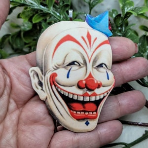 Creepy Clown Ornament / Christmas Ornament /  Creepy Christmas Gift Tag / Halloween Christmas / Circus Clown / Flat 2D Ornament