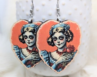 Zombie Valentine Earrings / Galentine's Day Gift / Creepy Earrings/ Creepy Valentine Jewelry / Creepy Girl Valentine Gift / Weird Earrings