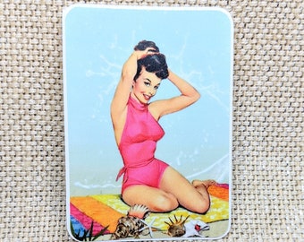 Vintage Pin Up Sticker / Bumper Sticker / Vinyl Sticker / Vintage Image / Phone Sticker / Laptop Sticker / Pinup Sticker / 50's Pin Up Image