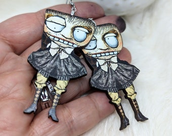 Goblin Earrings / Paper Doll Earrings / Halloween Earrings / Occult Earrings / Goblin Jewelry / Goblin Girl Accessory / Occult Jewelry