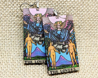 Tarot Card Earrings / The Lovers Earrings / Tarot Gift / Psychic Gift / Tarot Earrings / Hypoallergenic / Witch Jewelry / Rider Waite Deck