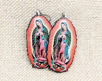 Virgin Mary Earrings / Religious Earrings / Our Lady Guadeloupe Earrings / Religious Gift / Hypoallergenic / Spiritual Jewelry