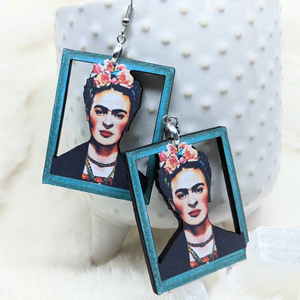 Frida Earrings / Dia de los Muertos Earrings / Framed Earrings / Weird Earrings / Art Earrings