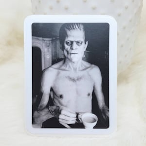 Frankenstein Sticker / Boris Karloff Sticker / Vinyl Sticker / Vintage Image / Vintage Image Sticker / Laptop Sticker / Boris Tea Drinker