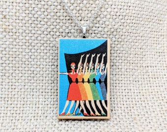 Rainbow Necklace / Pride Necklace / Pride Jewelry / Rainbow Jewelry / Laser Cut Wood Jewelry / Rainbow Ladies / Vintage Matchbook Cover